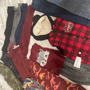 Red Plaid Hooded Vest with Logo